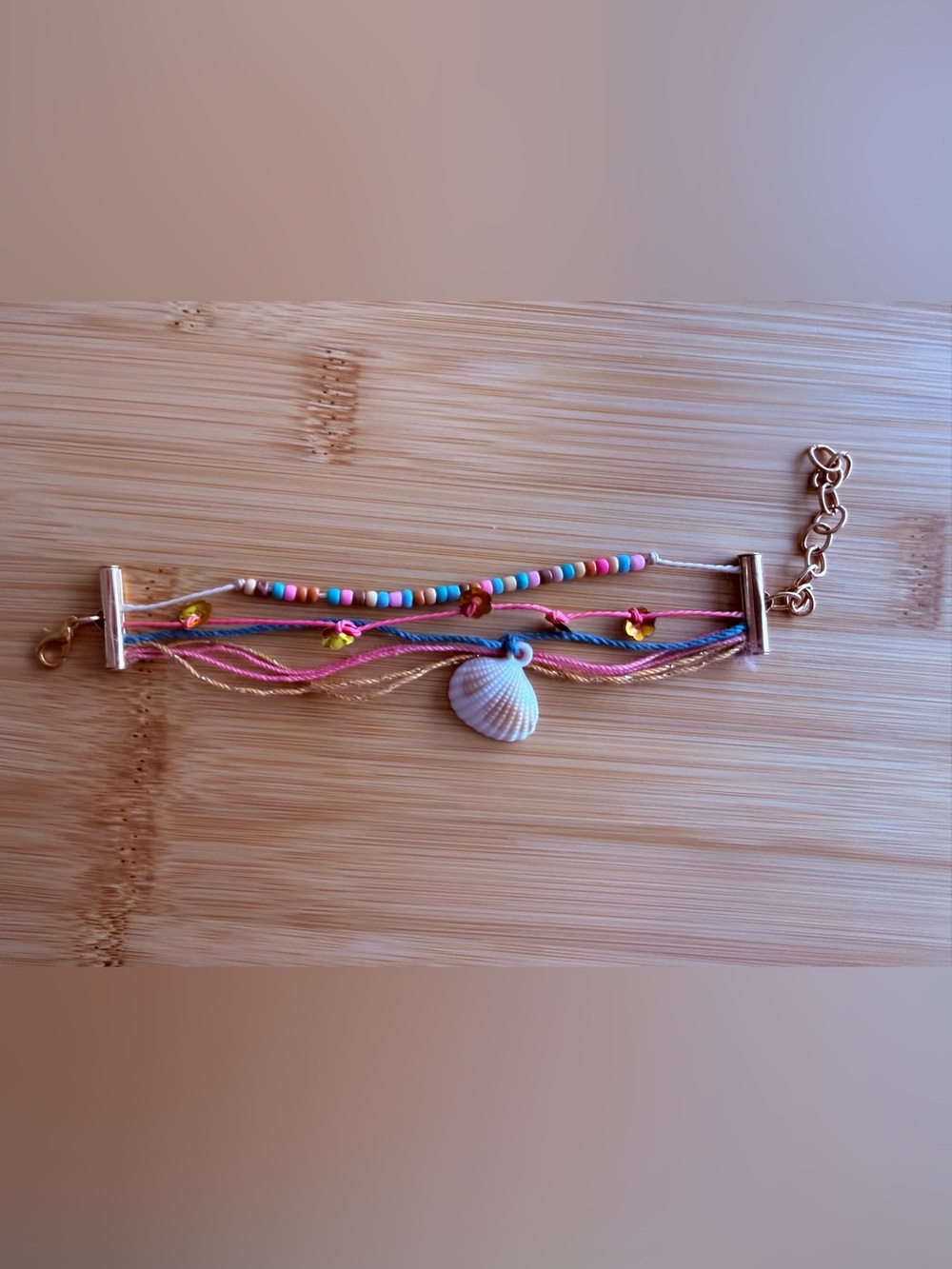 Handmade boho multi strand adjustable beaded summer charm bracelet in Boardwalk